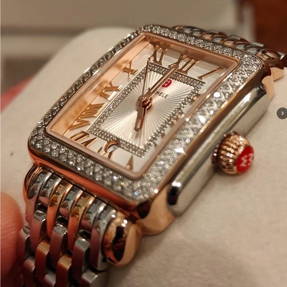 Michele Deco Madison Diamond & Two-Tone Pink Gold and Stainless Steel Watch - Picture 6 of 12